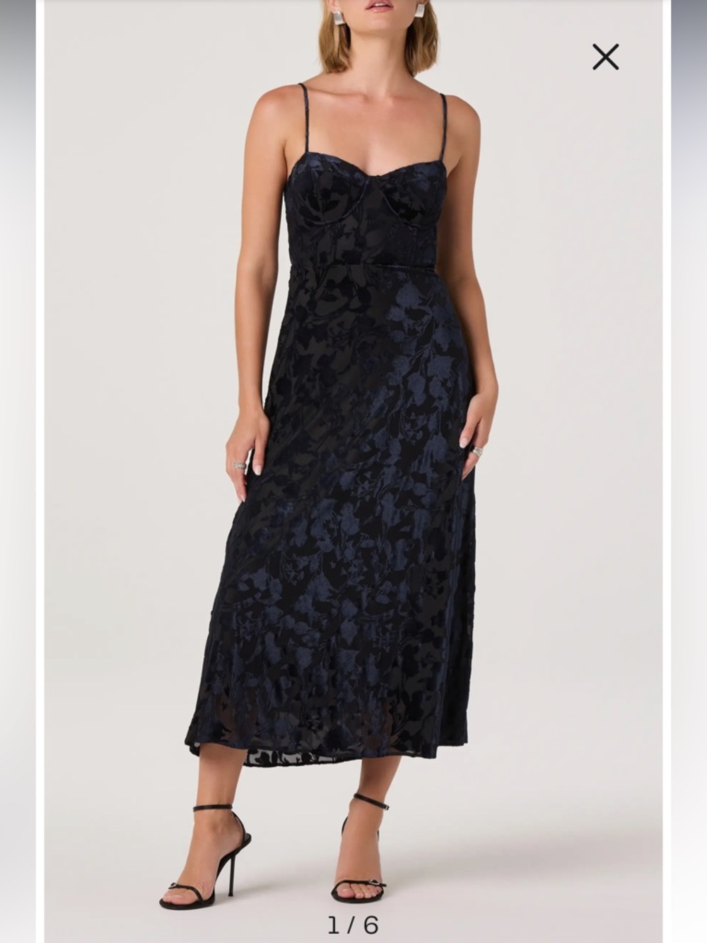 Astr Navy and Black Floral Lace Maxi Slip Dress